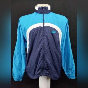 Vintage 90's Nike Windbreaker Jacket,Color: White-Blue-Navy Blue,Size: Medium